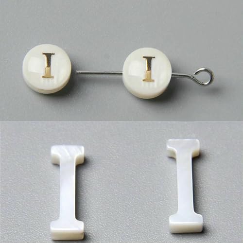 Natürliche Perlmuttperlen mit 26 Buchstaben AZ, Muschel-Alphabet-Perlen zur Schmuckherstellung, Zubehör, DIY, feine handgefertigte Halskette, I-Stil2, 2 Stück von GJUYTD
