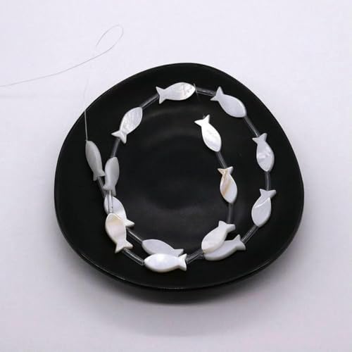 Natürliche Süßwasser-Muschel-Fischform, lose Perlen für die Schmuckherstellung, DIY-Halskette, Armband, Ohrringe, handgefertigtes Schmuckzubehör, seitliche Löcher, 8 x 15 mm von GJUYTD
