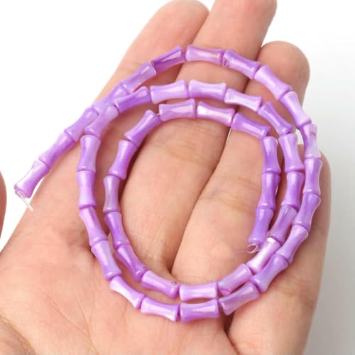 Natürliche Süßwasser-Muschelperlen, Perlmutt, Gelenkform, lose Perlen für die Herstellung von DIY-Schmuck und Armbändern, 4 x 7 mm, lila, 4 x 7 mm, ca. 55 Stück von GJUYTD
