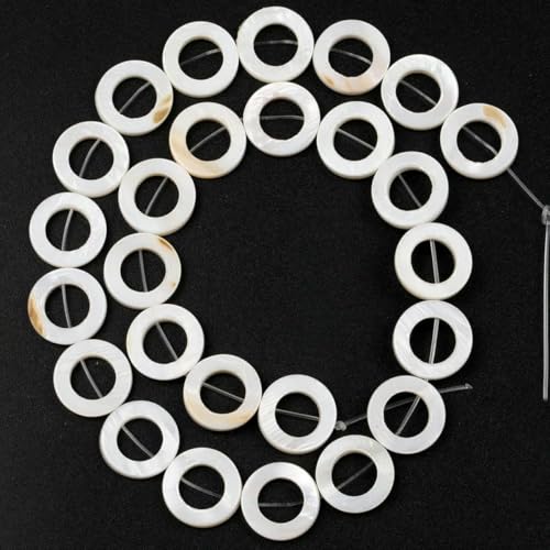 Natürliche weiße Muschelperlen Perlmutt Liebe Herz Stern Mond Runde Abstandsperlen zur Schmuckherstellung DIY Armband Handarbeit-15x15mm Ring von GJUYTD
