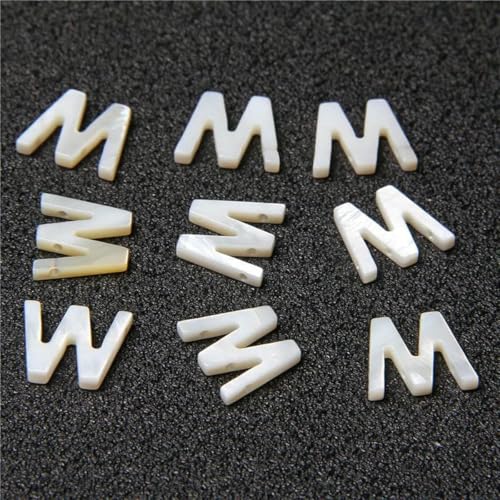 Natürlicher Buchstabe Perlmutt Muschelperle 26 Großbuchstaben Weiß Gebohrte Muschel Schmuckzubehör Für DIY Armband Halskette-W-5St von GJUYTD