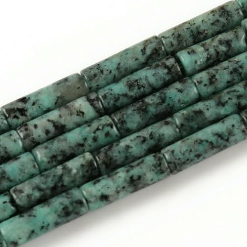 Naturstein-Röhrenperle, Achate, Howlith, lose Abstandshalter für Schmuckherstellung, DIY-Armband, zylindrische Perlen, Zubehör, 4 x 13,0 mm, Punktjaspis von GJUYTD