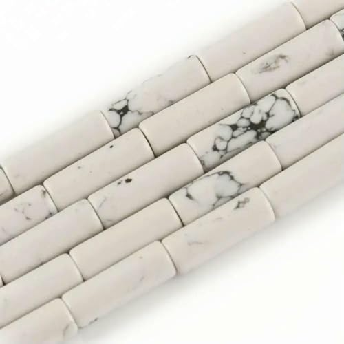 Naturstein-Röhrenperlen, Achate, Howlith, lose Abstandshalter für Schmuckherstellung, DIY-Armband, zylindrische Perlen, Zubehör, 4 x 13,0 mm, Howlith von GJUYTD