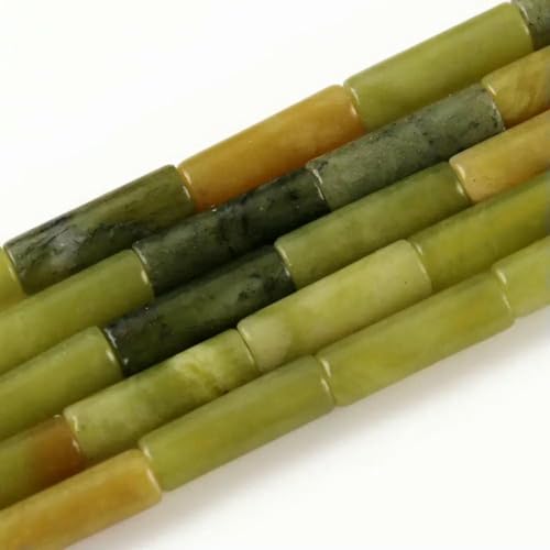 Naturstein-Röhrenperlen, Achate, Howlith, lose Abstandshalter für Schmuckherstellung, DIY-Armband, zylindrische Perlen, Zubehör, 4 x 13,0 mm, Huaxiu-Jade Naturstein-Röhrenperlen, Achate, Howlith, lose Abstandshalter für Schmuckherstellung, DIY-Armband, zylindrische Perlen, Zubehör, 4 x 13,0 mm, Huaxiu-Jade von GJUYTD