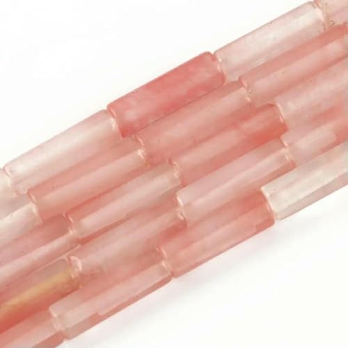 Naturstein-Röhrenperlen, Achate, Howlith, lose Abstandshalter für Schmuckherstellung, DIY-Armband, zylindrische Perlen, Zubehör, 4 x 13,0 mm, Kirschquarz von GJUYTD
