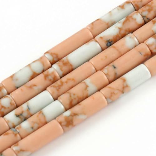 Naturstein-Röhrenperlen, Achate, Howlith, lose Abstandshalter für Schmuckherstellung, DIY-Armband, zylindrische Perlen, Zubehör, 4 x 13,0 mm, Rosa, Soushan Naturstein-Röhrenperlen, Achate, Howlith, lose Abstandshalter für Schmuckherstellung, DIY-Armband, zylindrische Perlen, Zubehör, 4 x 13,0 mm, Rosa, Soushan von GJUYTD
