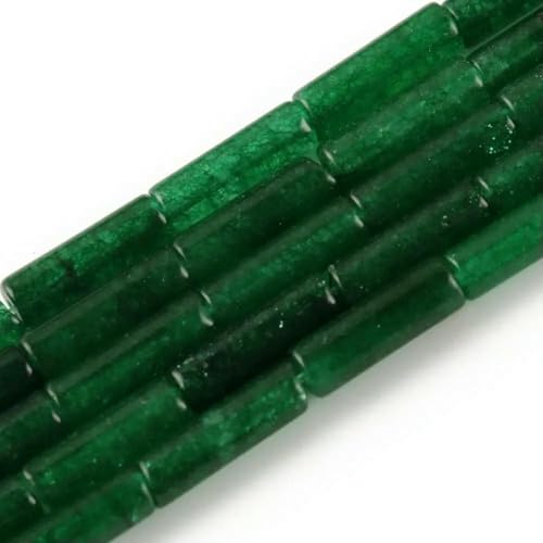 Naturstein-Röhrenperlen, Achate, Howlith, lose Abstandshalter für Schmuckherstellung, DIY-Armband, zylindrische Perlen, Zubehör, 4 x 13,0 mm, grüner Achat von GJUYTD