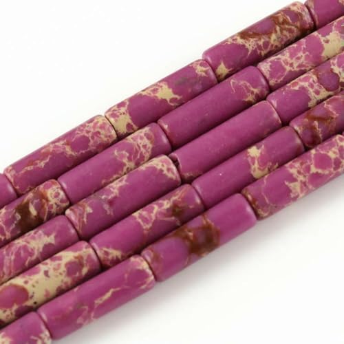 Naturstein-Röhrenperlen, Achate, Howlith, lose Abstandshalter für Schmuckherstellung, DIY-Armband, zylindrische Perlen, Zubehör, 4 x 13,0 mm, violettes Sediment von GJUYTD