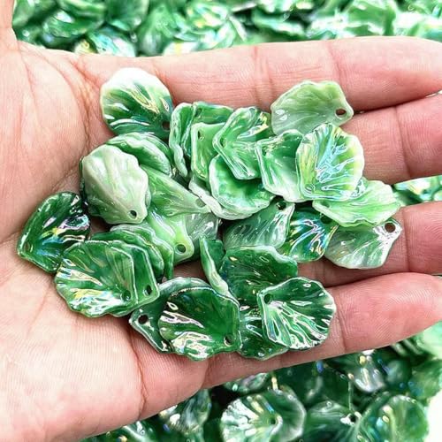 Neue 30 Stück 15 x 17 mm Muschelimitat-Acrylperlen, Blütenblätter, Blätter, Charm für DIY-Halsketten, Ohrringe, Anhänger, Schmuckherstellung, 110–60 Stück von GJUYTD