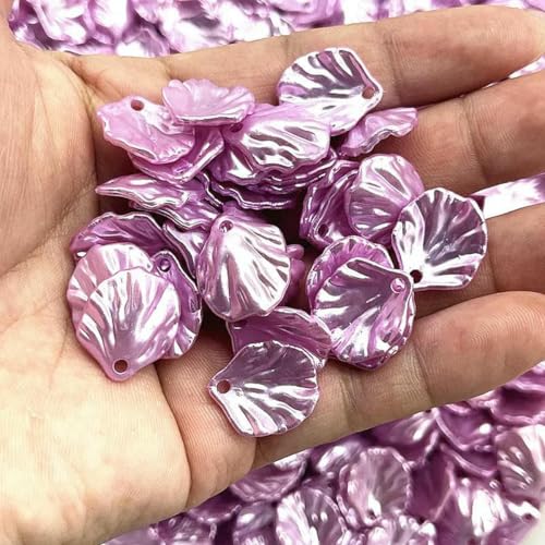 Neue 30 Stück 15 x 17 mm Muschelimitat-Acrylperlen, Blütenblätter, Blätter, Charm für DIY-Halsketten, Ohrringe, Anhänger, Schmuckherstellung-102-30 Stück von GJUYTD