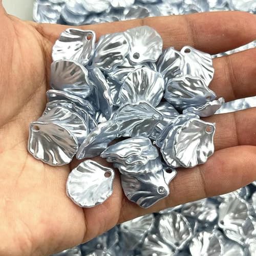 Neue 30 Stück 15 x 17 mm Muschelimitat-Acrylperlen, Blütenblätter, Blätter, Charm für DIY-Halsketten, Ohrringe, Anhänger, Schmuckherstellung-103-60 Stück von GJUYTD