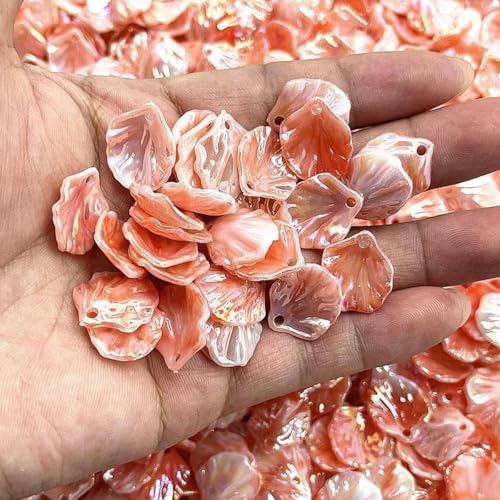 Neue 30 Stück 15 x 17 mm Muschelimitat-Acrylperlen, Blütenblätter, Blätter, Charm für DIY-Halsketten, Ohrringe, Anhänger, Schmuckherstellung-105-30 Stück von GJUYTD