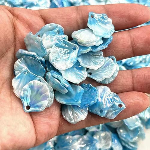 Neue 30 Stück 15 x 17 mm Muschelimitat-Acrylperlen, Blütenblätter, Blätter, Charm für DIY-Halsketten, Ohrringe, Anhänger, Schmuckherstellung-108-30 Stück von GJUYTD