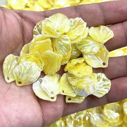 Neue 30 Stück 15 x 17 mm Muschelimitat-Acrylperlen, Blütenblätter, Blätter, Charm für DIY-Halsketten, Ohrringe, Anhänger, Schmuckherstellung-109-60 Stück von GJUYTD