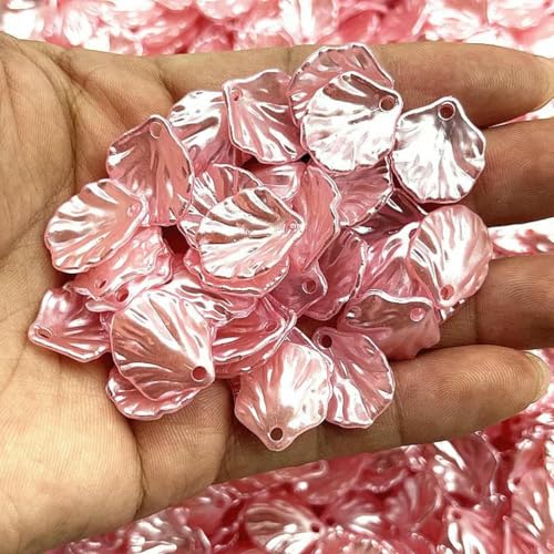 Neue 30 Stück 15 x 17 mm Muschelimitat-Acrylperlen, Blütenblätter, Blätter, Charm für DIY-Halsketten, Ohrringe, Anhänger, Schmuckherstellung-99-30 Stück von GJUYTD