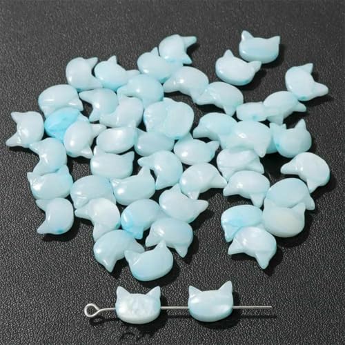 Niedliche Kaninchen-Muschelperlen, Katzen-Charms, bunte natürliche Perlmutt-Muschel, lose Perlen zur Schmuckherstellung, DIY-Halskette, Armband, 18 Katze, 10 x 8, 3 Stück von GJUYTD