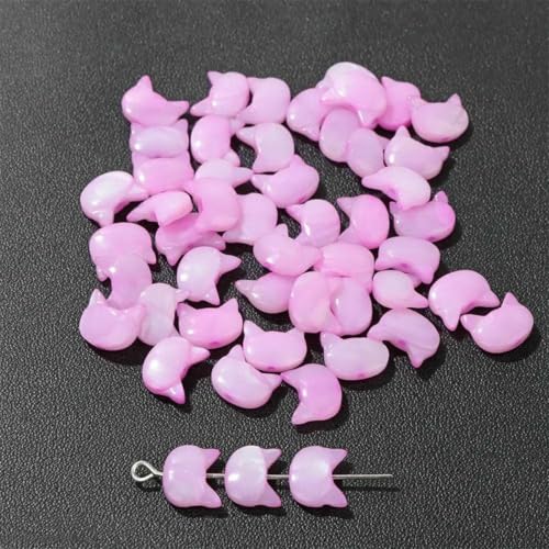 Niedliche Kaninchen-Muschelperlen, Katzen-Charms, bunte natürliche Perlmutt-Muschel, lose Perlen zur Schmuckherstellung, DIY-Halskette, Armband, 22 Katze, 10 x 8, 5 Stück von GJUYTD