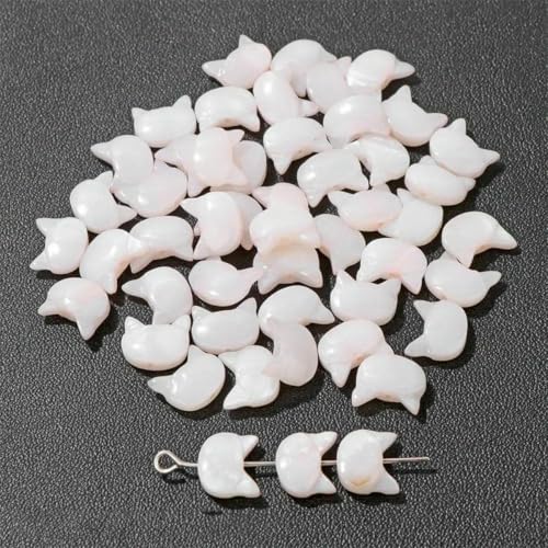 Niedliche Kaninchen-Muschelperlen, Katzen-Charms, bunte natürliche Perlmutt-Muschel, lose Perlen zur Schmuckherstellung, DIY-Halskette, Armband, 24 Katzen, 10 x 8, 1 Stück von GJUYTD