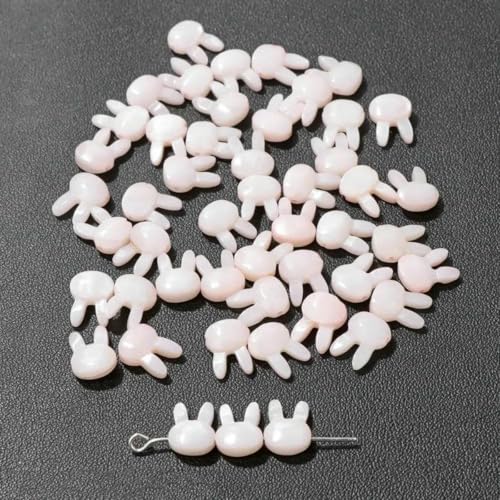 Niedliche Kaninchen-Muschelperlen, Katzen-Charms, bunte natürliche Perlmutt-Muschel, lose Perlen zur Schmuckherstellung, DIY-Halskette, Armband, 9 Kaninchen, 8 x 10, 10 Stück von GJUYTD