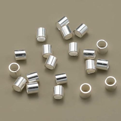 Quetschperlen-Abstandshalter aus 925er Sterlingsilber, für Armbänder, Halsketten, Schmuckherstellung, 10 Stück, Silber, 2 mm von GJUYTD
