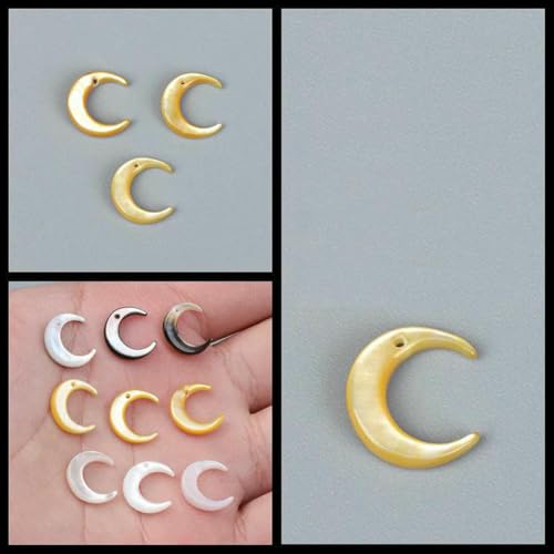Schmetterling geschnitzte Muschelperlen, natürliche Perlmuttperlen für Ohrringe, Armbänder, Halsketten, Schmuck, DIY-Zubehör – 37 Mondgelb, 12 mm, 5 Stück von GJUYTD