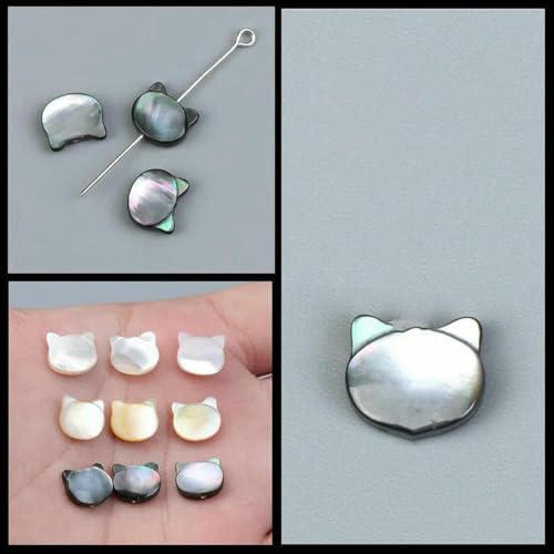 Schmetterlings-Muschelperlen, geschnitzt, natürliche Perlmuttperlen für Ohrringe, Armbänder, Halsketten, Schmuck, DIY-Zubehör, 17 Schwarz, 9–10 mm, 5 Stück von GJUYTD