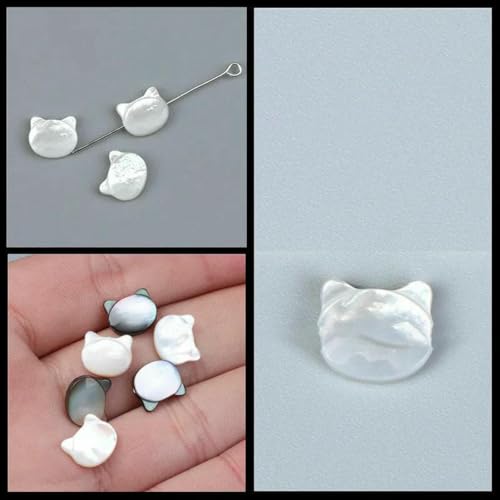 Schmetterlings-Muschelperlen, geschnitzt, natürliche Perlmuttperlen für Ohrringe, Armbänder, Halsketten, Schmuck, DIY-Zubehör, 19 Weiß, 9–10 mm, 5 Stück von GJUYTD