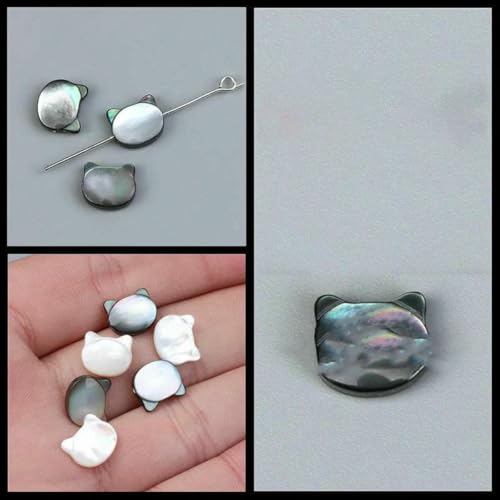 Schmetterlings-Muschelperlen, geschnitzt, natürliche Perlmuttperlen für Ohrringe, Armbänder, Halsketten, Schmuck, DIY-Zubehör, 20 Schwarz, 9–10 mm, 5 Stück von GJUYTD