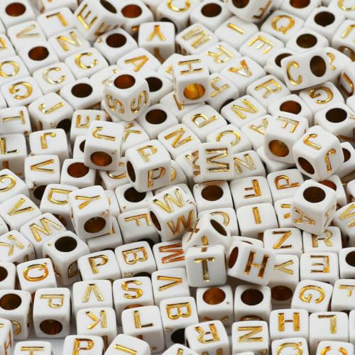 Schwarze quadratische Acrylperlen Buchstaben 6x6mm Acryl-Abstandshalterperlen zur Schmuckherstellung DIY Schmuck Halskette Armband Zubehör-B06420-100PCS von GJUYTD