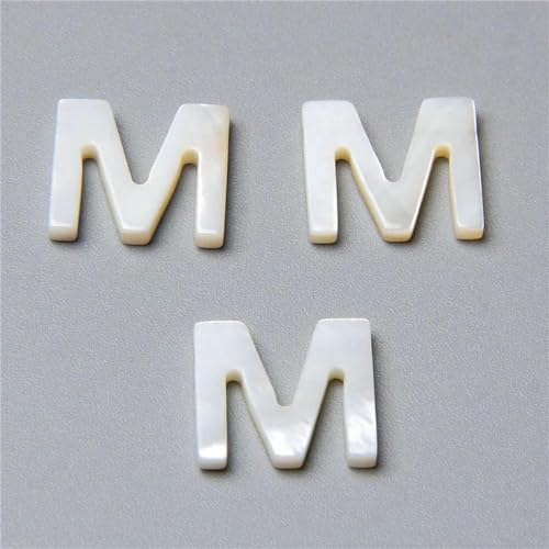 Stück/Los Natürlicher Buchstabe Perlmutt Muschelperlen Weiß Initialen AZ Buchstaben Muschelperle Für Schmuck Handarbeit Herstellung-M 11x13,0mm-5 Stück von GJUYTD