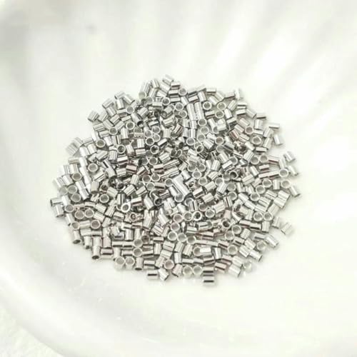 Trendy 2 mm/2,5 mm 18 Karat vergoldete Messingkugel-Quetschperlen, Stopper-Endperlen für DIY-Schmuckherstellungszubehör-Platiniert_a-2,5 mm-200 Stück von GJUYTD