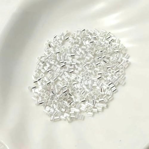 Trendy 2 mm/2,5 mm 18 Karat vergoldete Messingkugel-Quetschperlen, Stopper-Endperlen für DIY-Schmuckherstellungszubehör - Versilbert_a-2 mm-200 Stück von GJUYTD