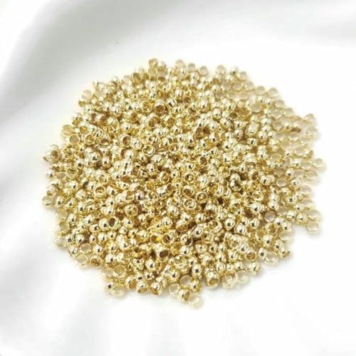 Trendy 2mm/2,5mm 18K vergoldete Messing Kugel Quetschperlen Stopper Endperlen für DIY Schmuckherstellung Zubehör-18k echt vergoldet-2,5mm-200 Stück von GJUYTD