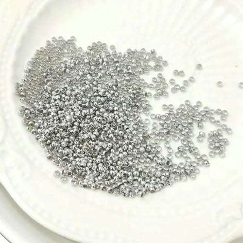 Trendy 2mm/2,5mm 18K vergoldete Messingkugel-Quetschperlen Stopper-Endperlen für DIY-Schmuckherstellung - Platiniert - 2mm - 200 Stück von GJUYTD