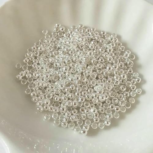Trendy 2mm/2,5mm 18K vergoldete Messingkugel-Quetschperlen Stopper-Endperlen für DIY-Schmuckherstellung - Versilbert - 2mm - 200 Stück Trendy 2mm/2,5mm 18K vergoldete Messingkugel-Quetschperlen Stopper-Endperlen für DIY-Schmuckherstellung - Versilbert - 2mm - 200 Stück von GJUYTD