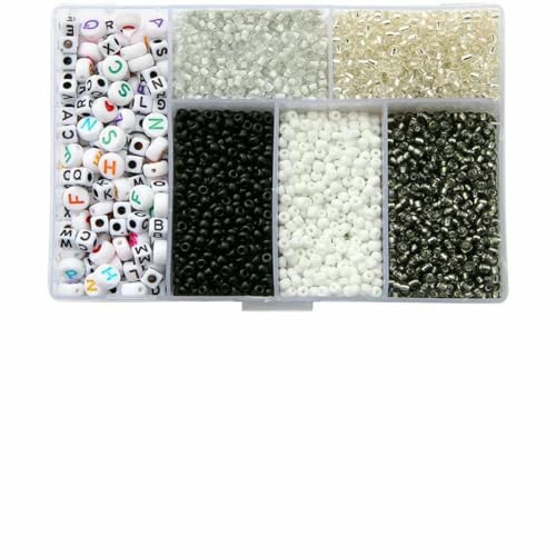 Tschechische Kristallglas-Rocailles-Pailletten-Set, Charms, Alphabet-Perlen, Box für die Schmuckherstellung, DIY-Armbänder, Ringe, Ohrringe, Taschen, Schuhe, Set-3500 Stück_b von GJUYTD
