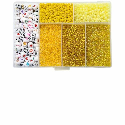 Tschechische Kristallglas-Rocailles-Pailletten-Set, Charms, Alphabet-Perlen, Box für die Schmuckherstellung, DIY-Armbänder, Ringe, Ohrringe, Taschen, Schuhe, Set-3500 Stück_f von GJUYTD