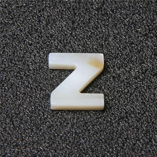 Weiße natürliche Muschelbuchstaben-Perlen, Perlmuttmuschel, 26 Großbuchstaben, gebohrte Muschel-Loseperlen zur Schmuckherstellung, Z, 2 Stück von GJUYTD
