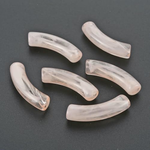ca. 300 Stück/500 g, klobige, gebogene Röhrenperlen, Edelsteinimitat, gebogene Acrylröhrenperlen für die Herstellung von Armbändern und Ohrringen, Helllachs von GJUYTD