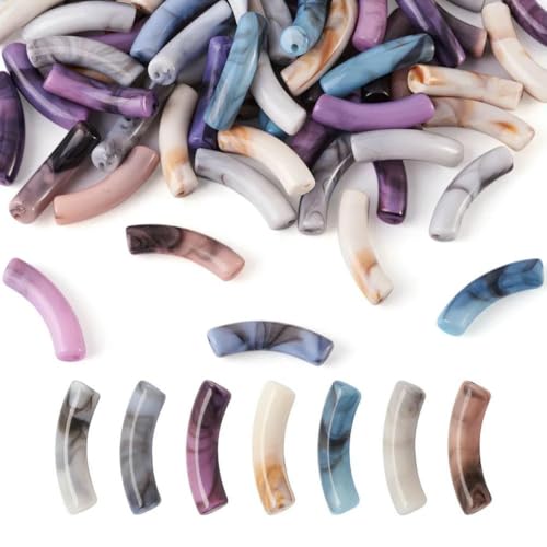 ca. 300 Stück/500 g klobige gebogene Röhrenperlen, Edelsteinimitat, Acryl, gebogene Röhrenperlen für die Herstellung von Armbändern und Ohrringen, Mix_a von GJUYTD
