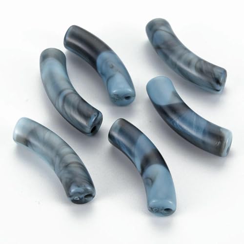 ca. 300 Stück/500 g klobige gebogene Röhrenperlen, Edelsteinimitat, gebogene Acrylröhrenperlen für die Herstellung von Armbändern und Ohrringen, Schwarz von GJUYTD