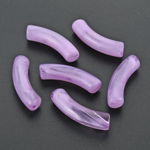 ca. 300 Stück/500 g klobige gebogene Röhrenperlen, Edelsteinimitat, gebogene Acrylröhrenperlen für die Herstellung von Armbändern und Ohrringen, Violett von GJUYTD