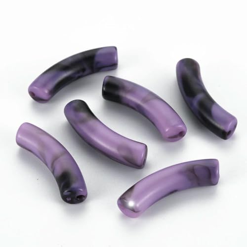 ca. 300 Stück/500 g klobige gebogene Röhrenperlen, Edelsteinimitat, gebogene Acrylröhrenperlen für die Herstellung von Armbändern und Ohrringen, mittlere Orchidee ca. 300 Stück/500 g klobige gebogene Röhrenperlen, Edelsteinimitat, gebogene Acrylröhrenperlen für die Herstellung von Armbändern und Ohrringen, mittlere Orchidee von GJUYTD