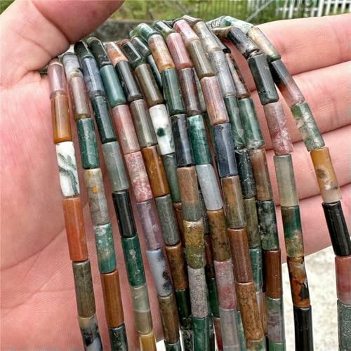 x 13,0 mm natürliche zylinderförmige Steinperlen, Opal-Achate, kaiserliche Steinröhrenperle, Energieheilungs-Edelsteinperle zur Schmuckherstellung, DIY-4. Indische Achate, 4 x von GJUYTD