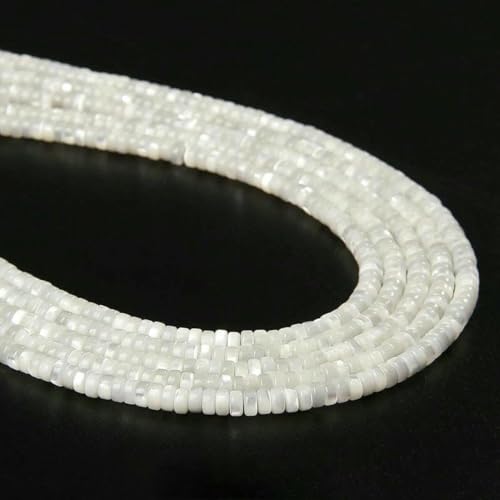 x 4,0 mm natürliche Muschelperlen, mehrfarbige Rondellperlen, gefärbte Perlmuttmuschel, lose Abstandsperlen zur Schmuckherstellung, 1 Abstandshalter 2 x 4,0 mm, ca. 36–40 cm von GJUYTD