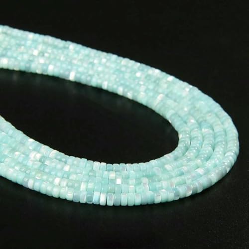 x 4,0 mm natürliche Muschelperlen, mehrfarbige Rondellperlen, gefärbte Perlmuttmuschel, lose Abstandsperlen zur Schmuckherstellung, 4, Abstandshalter 2 x 4,0 mm, ca. 36–40 cm von GJUYTD