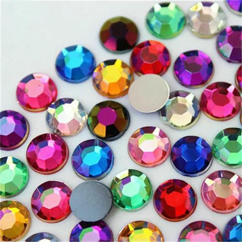 100 Stück 8 mm AB Bunte Flatback Runde Steine und Kristalle Acryl Strass Applikation DIY Kleidungsdekoration ZZ759-Mix Farbe AB-8mm-100 Stück von GJUYTI