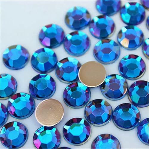 100 Stück 8 mm AB Bunte flache Rückseite runde Steine und Kristalle Acryl Strass Applikation DIY Kleidungsdekoration ZZ759-Hellblau AB-8 mm-100 Stück von GJUYTI
