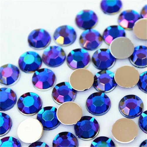 100 Stück 8 mm AB Bunte flache Rückseite runde Steine und Kristalle Acryl Strass Applikation DIY Kleidungsdekoration ZZ759-Saphirblau AB-8mm-100 Stück von GJUYTI