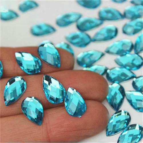 100 Stück 8 x 13,0 mm, bunt, flache Rückseite, Acryl-Strasskristalle und Steine, Kostüm-Strass für DIY-Kleidung, Basteln, WC762, Himmelblau von GJUYTI